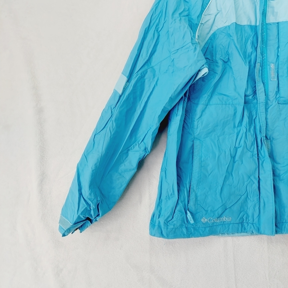 Columbia Women's Two Tone Blue Windbreaker Hooded Winter Jacket P2971 - Picture 3 of 7